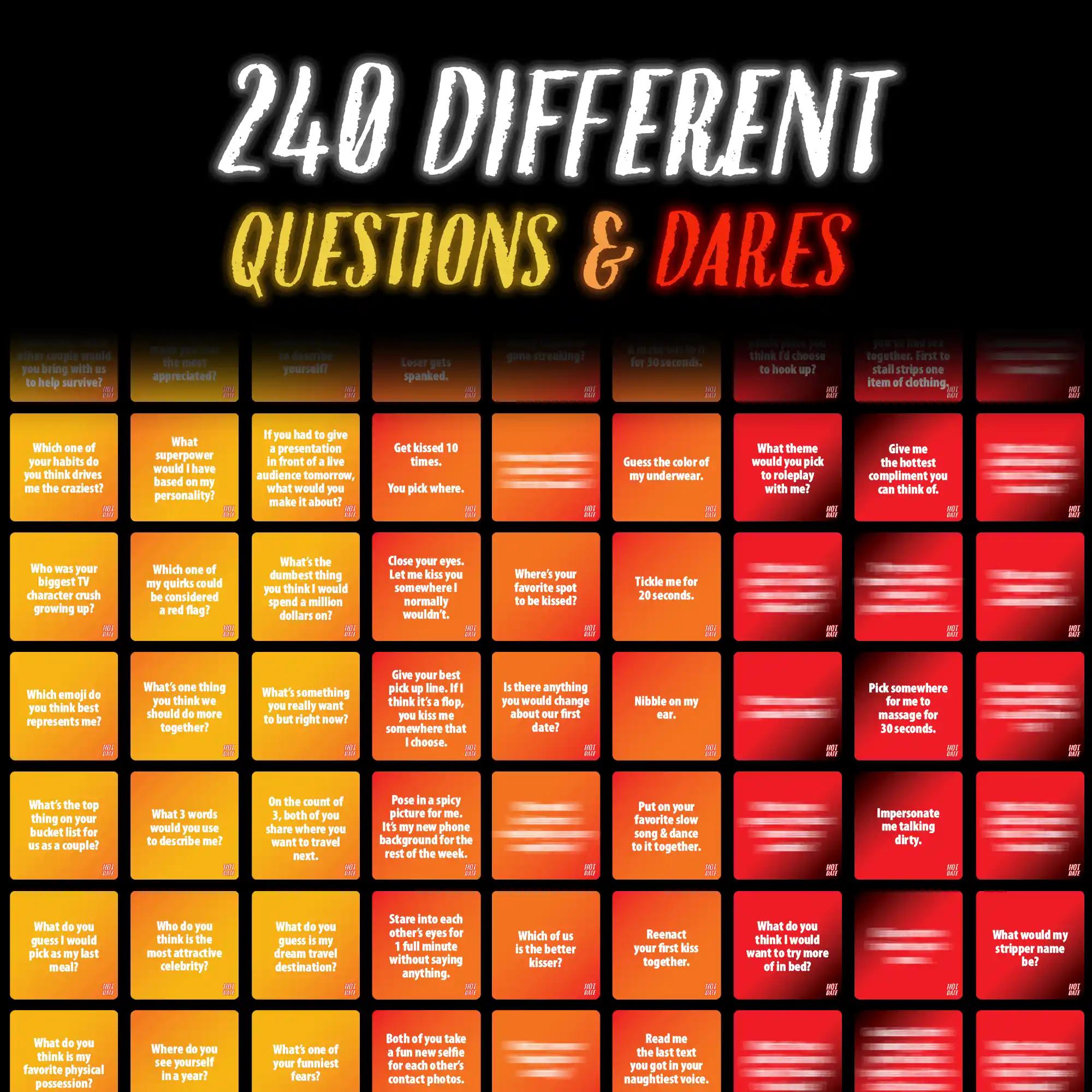 240 Different Questions & Dares for Couples